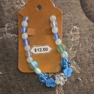 Blue Heart Beaded Kids Bracelet